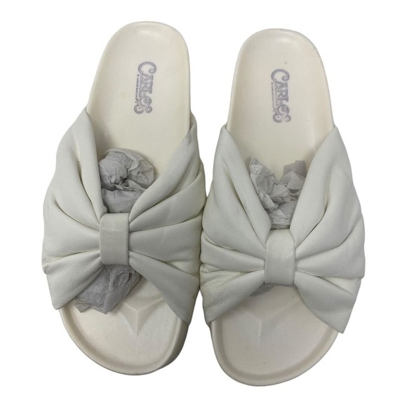 NEW Carlos by Carlos Santana Florita Slide Sandals 6.5 White Open Toe Slip On - Picture 2 of 7